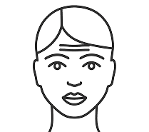 Facial diagram of forehead lines location